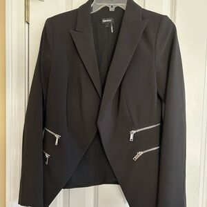 DKNY Black Blazer with Silver Zipper Details